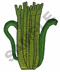 Applique celery with playful textured green stalks rising from a curved base, perfect for kitchen decor.