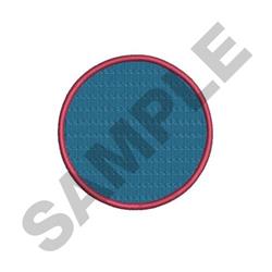 Modern circle shape filled with teal blue and outlined in red, featuring a simple and minimalist design.