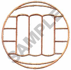 Decorative circular frame design with vertical divisions, featuring a simple and minimalistic style.
