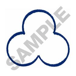 Minimalistic cloud shape outline in dark blue thread, featuring three rounded sections, ideal for casual embroidery projects.