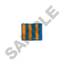 Rectangle patch with colorful stripes in bold blue and orange, featuring a textured embroidered design.