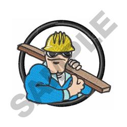 worker detailed machine embroidery - CONSTRUCTION WORKER perfect for reusable tote bags