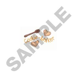 beginner-friendly heart machine embroidery pattern - COOKIE MAKER for decorative tea towels