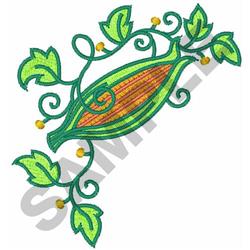 leaf detailed machine digital embroidery - CORN perfect for kitchen tea towels