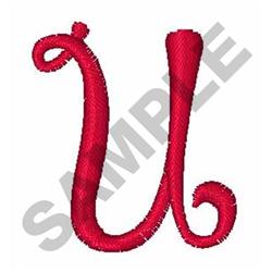 quick stitch script machine embroidery pattern - CURLY SCRIPT U for decorative pillow covers