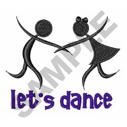 Playful dancing figures in bold purple text say 'let's dance', creating a cheerful, whimsical vibe.