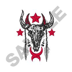 Devil Steer Skull - 5x7 star detailed embroidery design for decorative wall hangings