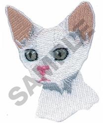 beginner-friendly kitten machine embroidery pattern - DEVON REX CAT for reusable tote bags