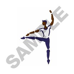 Stylized dancer in motion with elegant purple and brown colors, showcasing grace and dynamic movement.