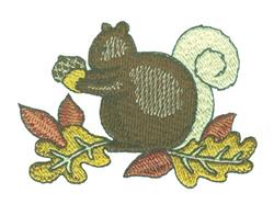 leaf detailed machine digital embroidery - Fall Squirrel perfect for kitchen tea towels