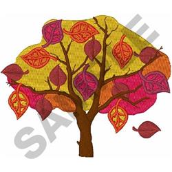detailed autumn tree machine embroidery pattern - FALL TREE for decorative pillow covers