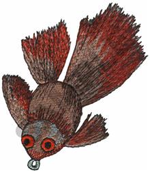 Whimsical fish in red and brown with detailed fins and large eyes, perfect for playful kitchen decor.