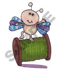 beginner-friendly thread machine embroidery pattern - FLY ON THREAD for kitchen aprons