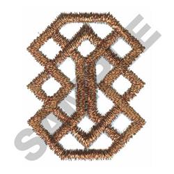 Geometric design features interlocking brown shapes with clean lines, perfect for quilting projects.
