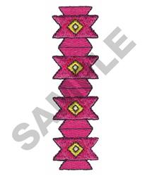 Geometric design element features stacked pink shapes with vibrant yellow diamonds, showcasing a playful modern style.