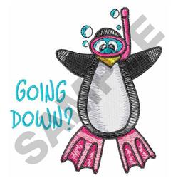 GOING DOWN - 4x4 penguin detailed machine embroidery design for cute baby onesies