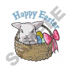 HAPPY EASTER - 4x4 bunny rabbit detailed embroidery design for kitchen tea towels