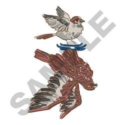 Hawk Reflection - 5x7 bird detailed machine embroidery design for reusable tote bags