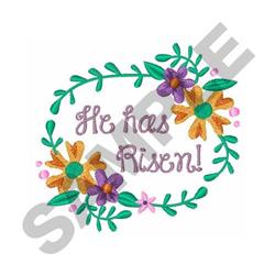 detailed easter leaf machine embroidery pattern - HE HAS RISEN for reusable tote bags