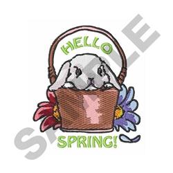 detailed spring bunny rabbit machine embroidery pattern - HELLO SPRING for reusable tote bags