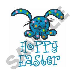 bunny rabbit detailed machine embroidery - HOPPY EASTER perfect for kitchen tea towels