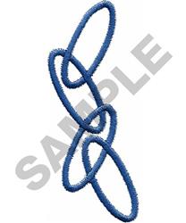 Modern abstract design of interlocking blue loops with textured stitching, elegantly simple and minimalistic.