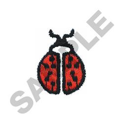 Playful ladybug with a bright red body, black spots, and prominent black antennae, perfect for vibrant embroidery.