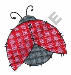 Colorful ladybug with red checked wings and black body, showcasing playful charm in vibrant embroidery.