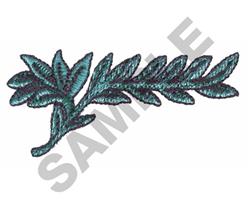 Realistic embroidery of a leafy branch with intricate green leaves featuring a gradient of shades, perfect for borders.