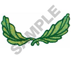 Leaf design features a pair of green leaves with outlined stitching and realistic texture, ideal for nature-inspired decor.