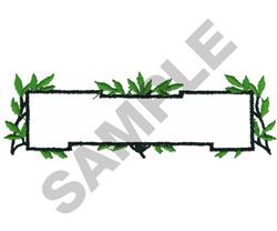 Leafy border design featuring green leaves with black outlines framing a blank space, modern minimalist style.
