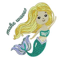detailed mermaid machine embroidery pattern - MAKE WAVES perfect for Beach Towels