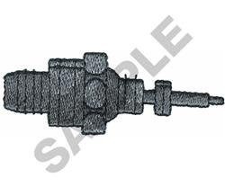 Detailed mechanical component with gear-like structure, linear features, and shading, showcasing precision.