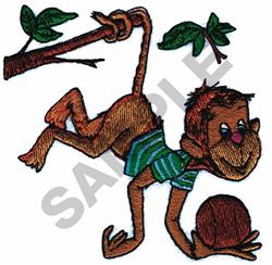 detailed tree machine embroidery pattern - MONKEY PICKING COCONUTS for Nursery Decor