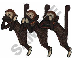 Cartoon monkeys in playful poses with brown hues and expressive faces, perfect for playful embroidery.