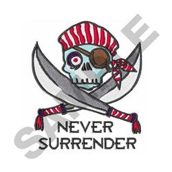 skull detailed machine digital embroidery - NEVER SURRENDER perfect for costumes