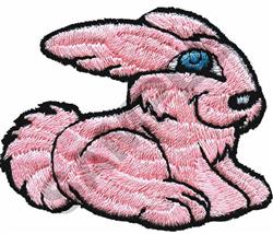 Playful pink rabbit with soft fur, bright blue eyes, and a cheerful expression, perfect for Easter.