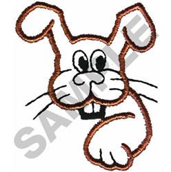 Playful cartoon-style rabbit with a white face, black accent eyes, and a cheerful smile. Perfect for Easter.