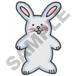 Cute rabbit with white fur and pink ears, cheerful expression, perfect for Easter celebrations.