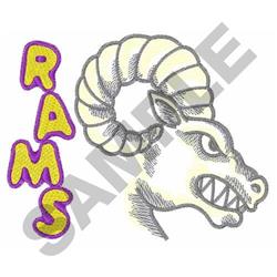 detailed ram machine digital embroidery pattern - RAMS perfect for Backpacks