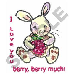 RASPBERRY RABBIT - 4x4 bunny rabbit detailed embroidery design for Kids Clothing