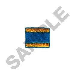 Embroidered patch with a geometric design, featuring a blue background and a gold stripe, ideal for bold accessories.