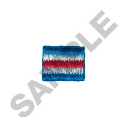 Rectangular patch with a vibrant blue border and bold red and white stripes. Simple design suitable for many uses.