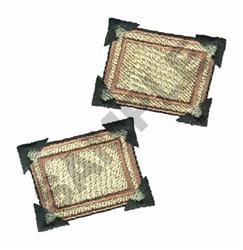 Modern rectangular patch set featuring two layered textures with contrasting dark green borders and arrow corners.