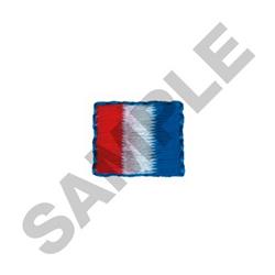 Applique rectangular patch with bold red, white, and blue blocks and a wavy border, ideal for patriotic themes.