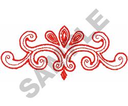 scroll beginner-friendly machine embroidery - RED SCROLL for patchwork quilt blocks