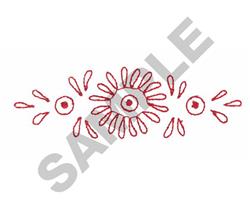 Redwork floral elements featuring red outlines and circular shapes with petal-like motifs, ideal for home decor.