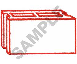 Redwork rectangular block with a bold red outline against a blank inner area, minimalist design.