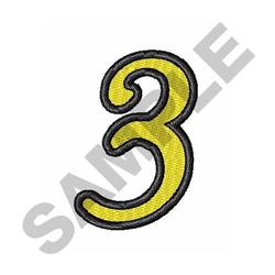 beginner-friendly number machine embroidery pattern - Script Number 3 for kitchen tea towels