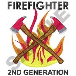 firefighter detailed machine embroidery - SECOND GENERATION FIREFIGHTER for kitchen aprons